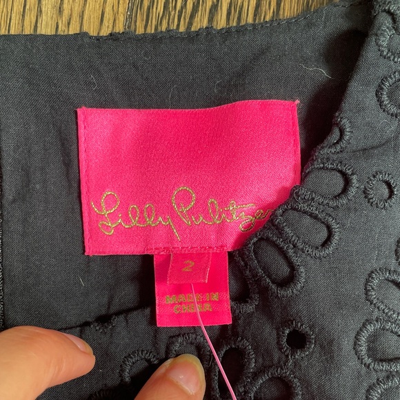 Lilly Pulitzer Black Eyelet Mini Dress NWT - Picture 2 of 10